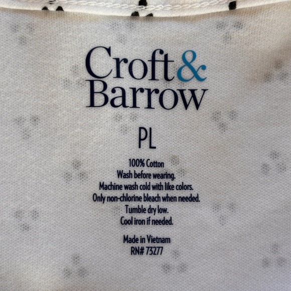 Croft and Barrow white and black dot print scalloped boat neckline, size PL - Picture 8 of 8